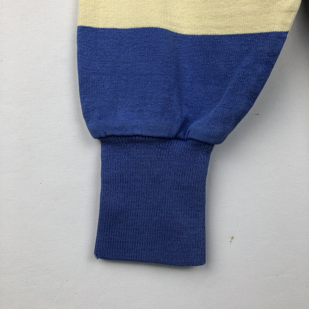 80s-90'S Lands' End striped pattern long-sleeved rugby shirt, made in USA, men's size L equivalent, vintage. cotton blue type Vintage Second Hand