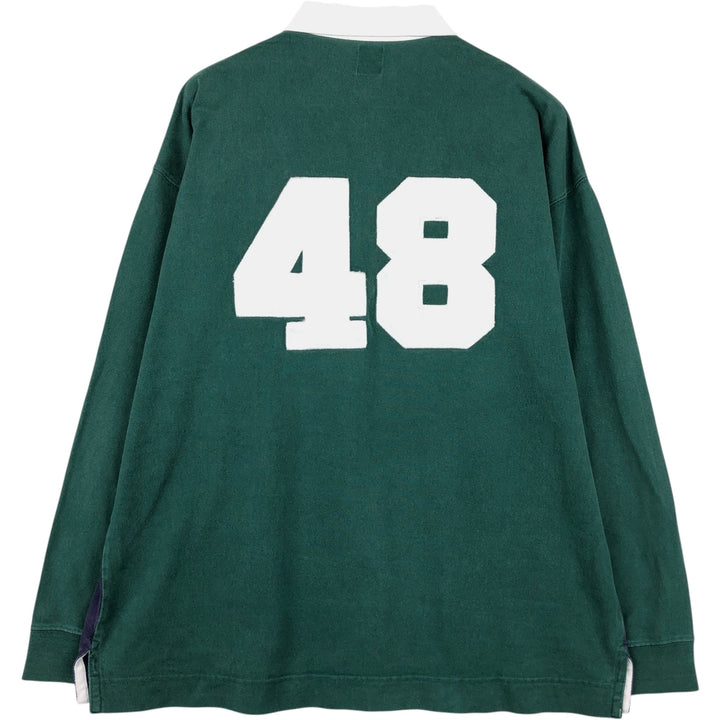 90'S GAP Vintage Long Sleeve Rugby Shirt, Men's XL cotton Green type dark green Vintage Second Hand