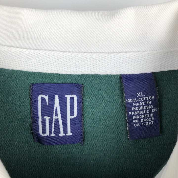 90'S GAP Vintage Long Sleeve Rugby Shirt, Men's XL cotton Green type dark green Vintage Second Hand