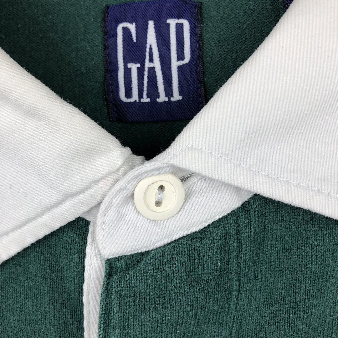 90'S GAP Vintage Long Sleeve Rugby Shirt, Men's XL cotton Green type dark green Vintage Second Hand