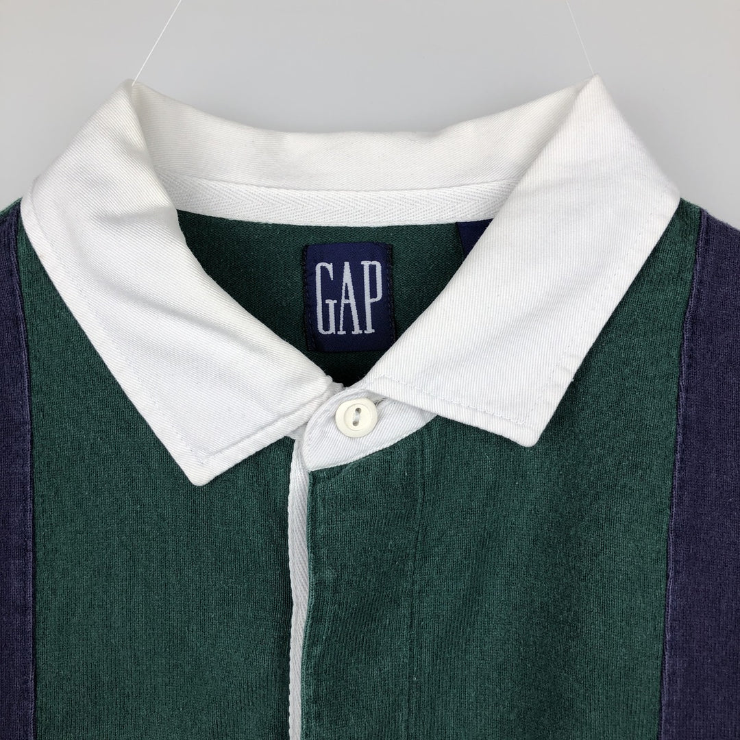 90'S GAP Vintage Long Sleeve Rugby Shirt, Men's XL cotton Green type dark green Vintage Second Hand