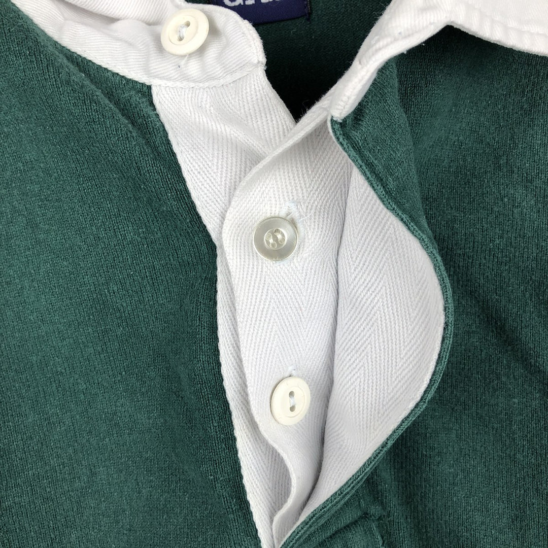 90'S GAP Vintage Long Sleeve Rugby Shirt, Men's XL cotton Green type dark green Vintage Second Hand
