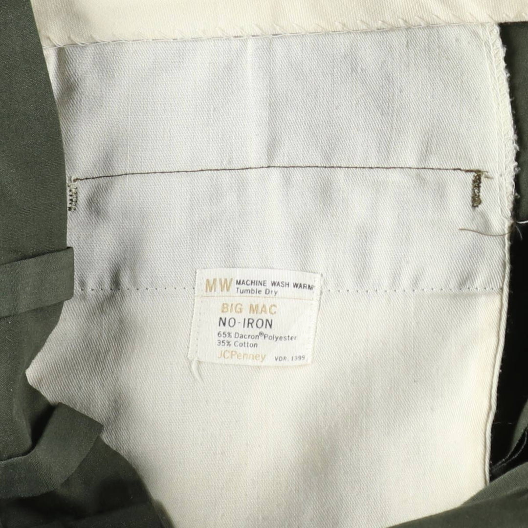 1970'S JCPenney BIG MAC Work Pants, Men's W35 (approx.), Vintage polyester Khaki type Vintage Second Hand