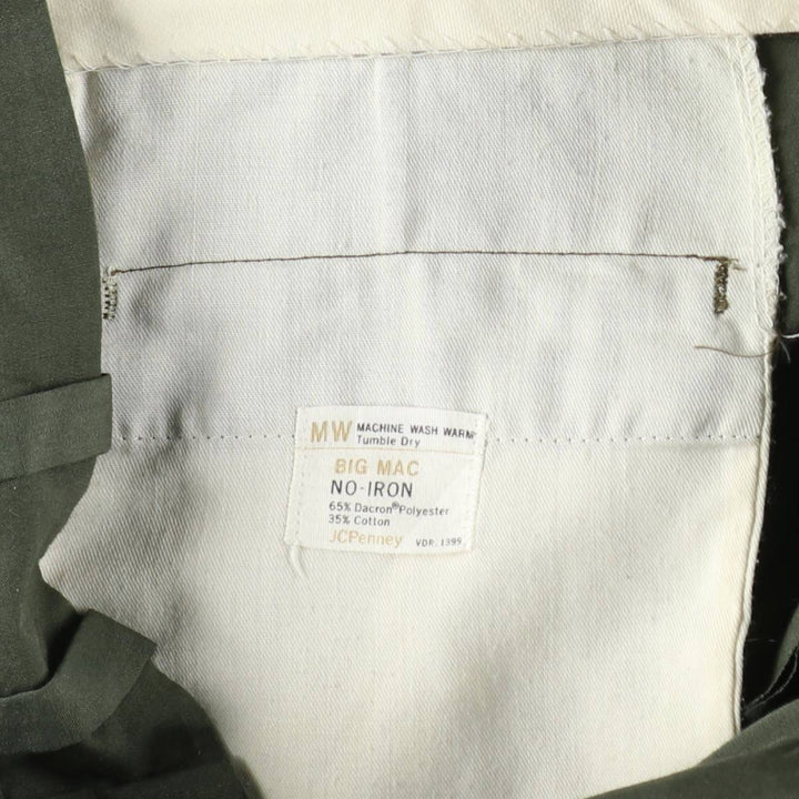 1970'S JCPenney BIG MAC Work Pants, Men's W35 (approx.), Vintage polyester Khaki type Vintage Second Hand