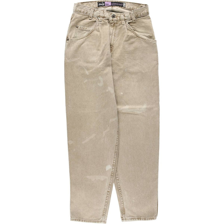 90'S Levi's Silver Tab Baggy Tapered Denim Pants, Made in USA, Men's, Size W29, Vintage cotton Khaki type beige Vintage Second Hand