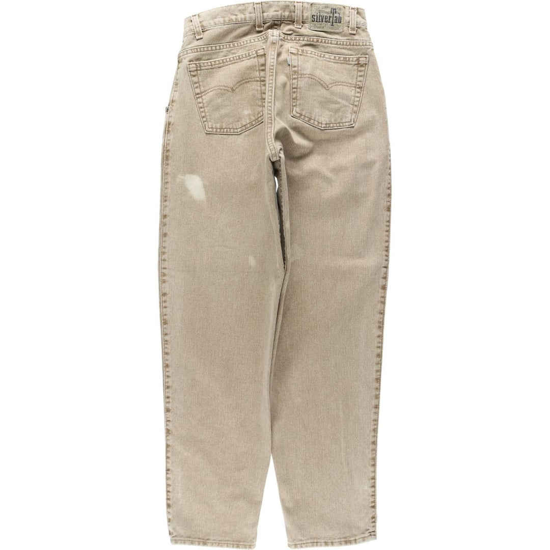 90'S Levi's Silver Tab Baggy Tapered Denim Pants, Made in USA, Men's, Size W29, Vintage cotton Khaki type beige Vintage Second Hand