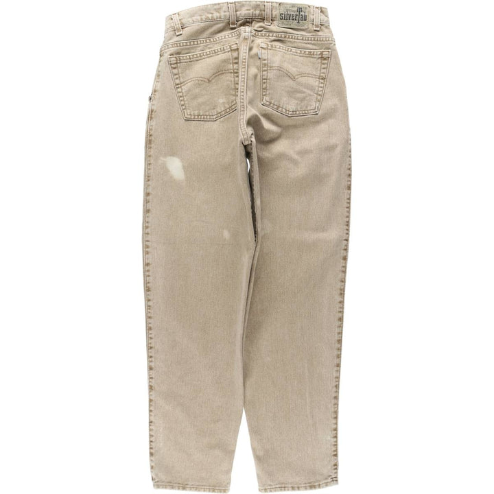 90'S Levi's Silver Tab Baggy Tapered Denim Pants, Made in USA, Men's, Size W29, Vintage cotton Khaki type beige Vintage Second Hand