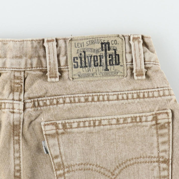 90'S Levi's Silver Tab Baggy Tapered Denim Pants, Made in USA, Men's, Size W29, Vintage cotton Khaki type beige Vintage Second Hand