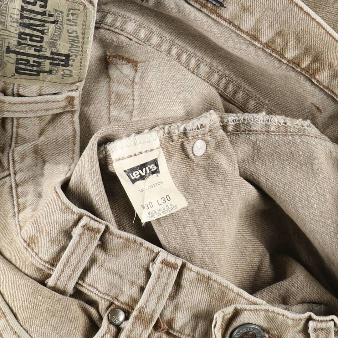 90'S Levi's Silver Tab Baggy Tapered Denim Pants, Made in USA, Men's, Size W29, Vintage cotton Khaki type beige Vintage Second Hand