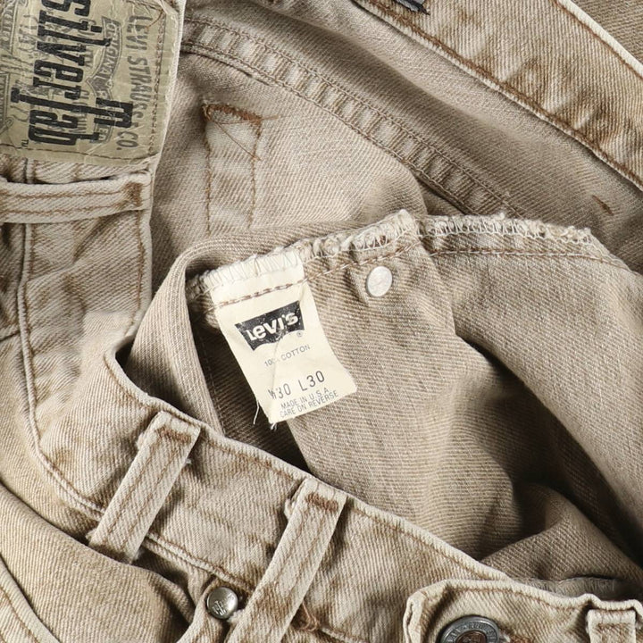 90'S Levi's Silver Tab Baggy Tapered Denim Pants, Made in USA, Men's, Size W29, Vintage cotton Khaki type beige Vintage Second Hand