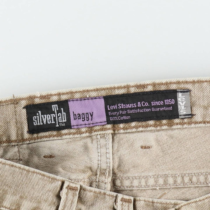 90'S Levi's Silver Tab Baggy Tapered Denim Pants, Made in USA, Men's, Size W29, Vintage cotton Khaki type beige Vintage Second Hand