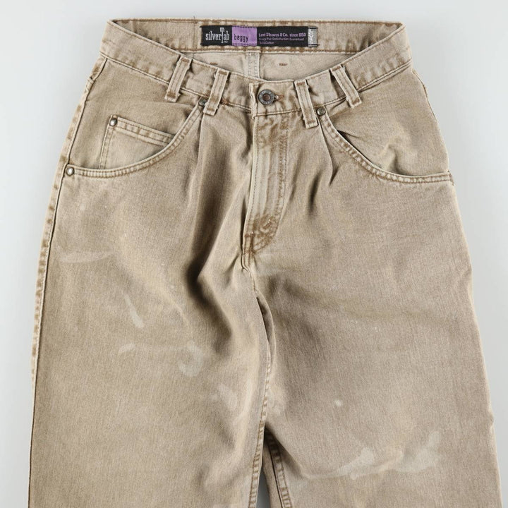 90'S Levi's Silver Tab Baggy Tapered Denim Pants, Made in USA, Men's, Size W29, Vintage cotton Khaki type beige Vintage Second Hand