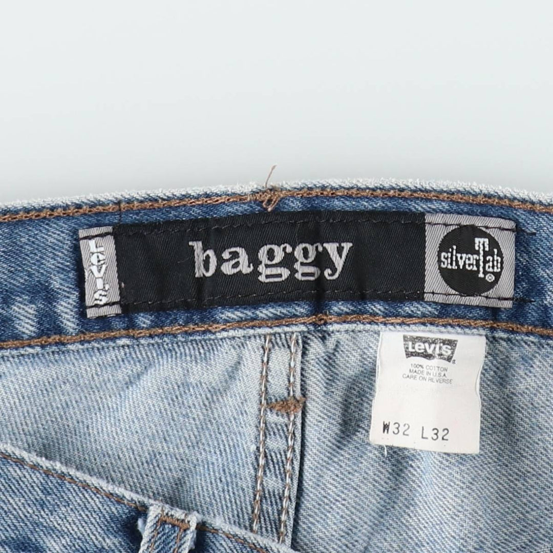 90'S Levi's Silver Tab Baggy Tapered Denim Pants, Made in USA, Men's Size W32, Vintage cotton blue type Vintage Second Hand