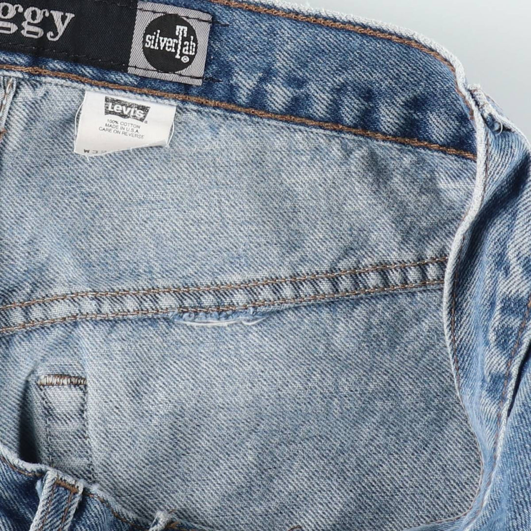 90'S Levi's Silver Tab Baggy Tapered Denim Pants, Made in USA, Men's Size W32, Vintage cotton blue type Vintage Second Hand