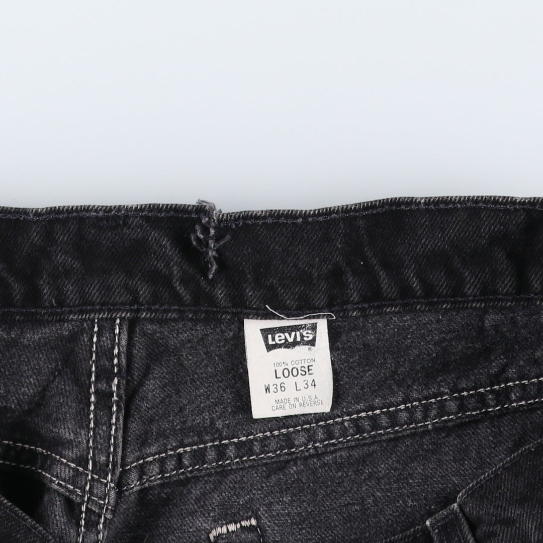 90'S Levi's 545-0230 Loose Orange Tab Black Denim Tapered Jeans, Made in USA, Men's W35 (approx.) cotton black type Vintage Second Hand