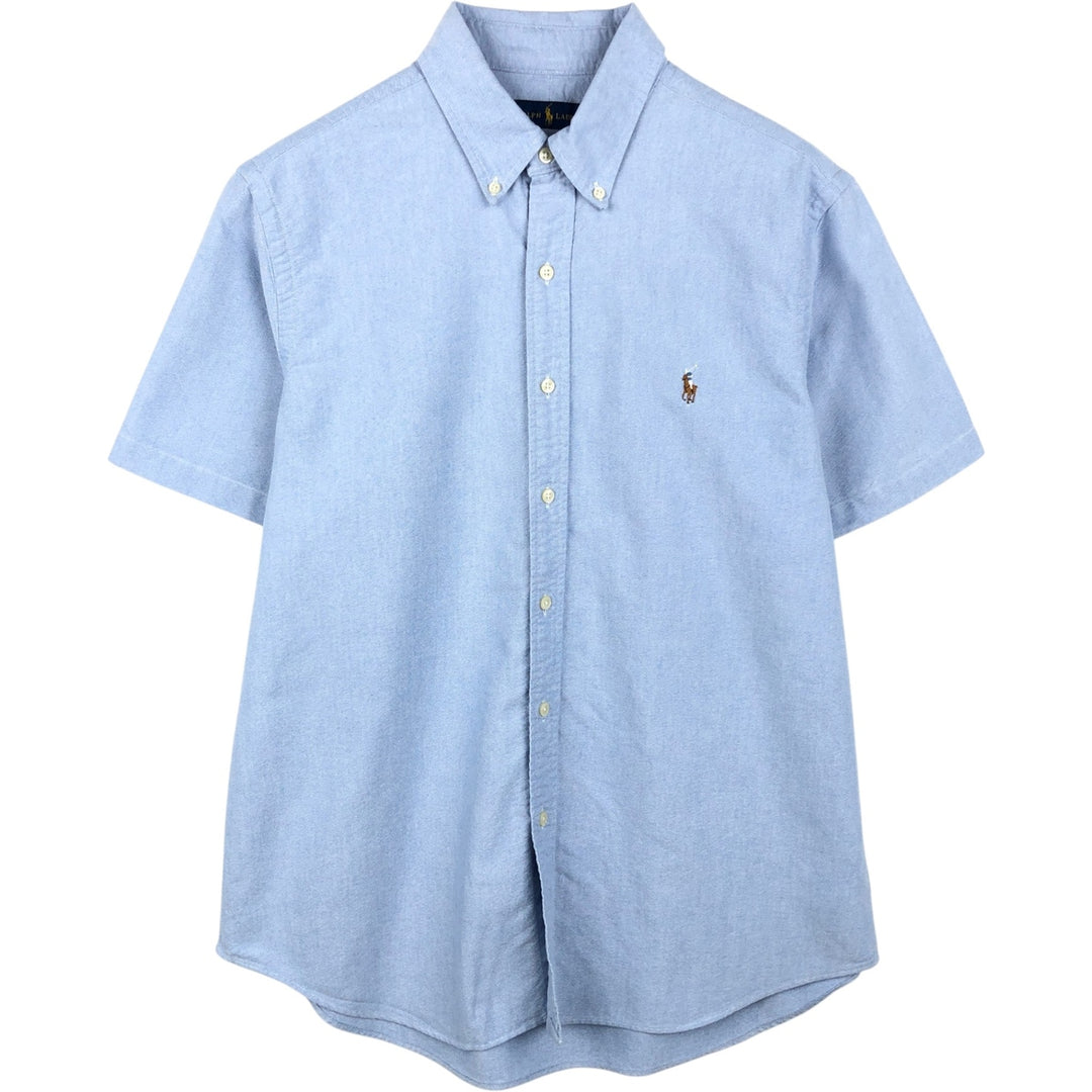 Ralph Lauren short sleeve button down shirt, men's size L cotton blue type Vintage Second Hand