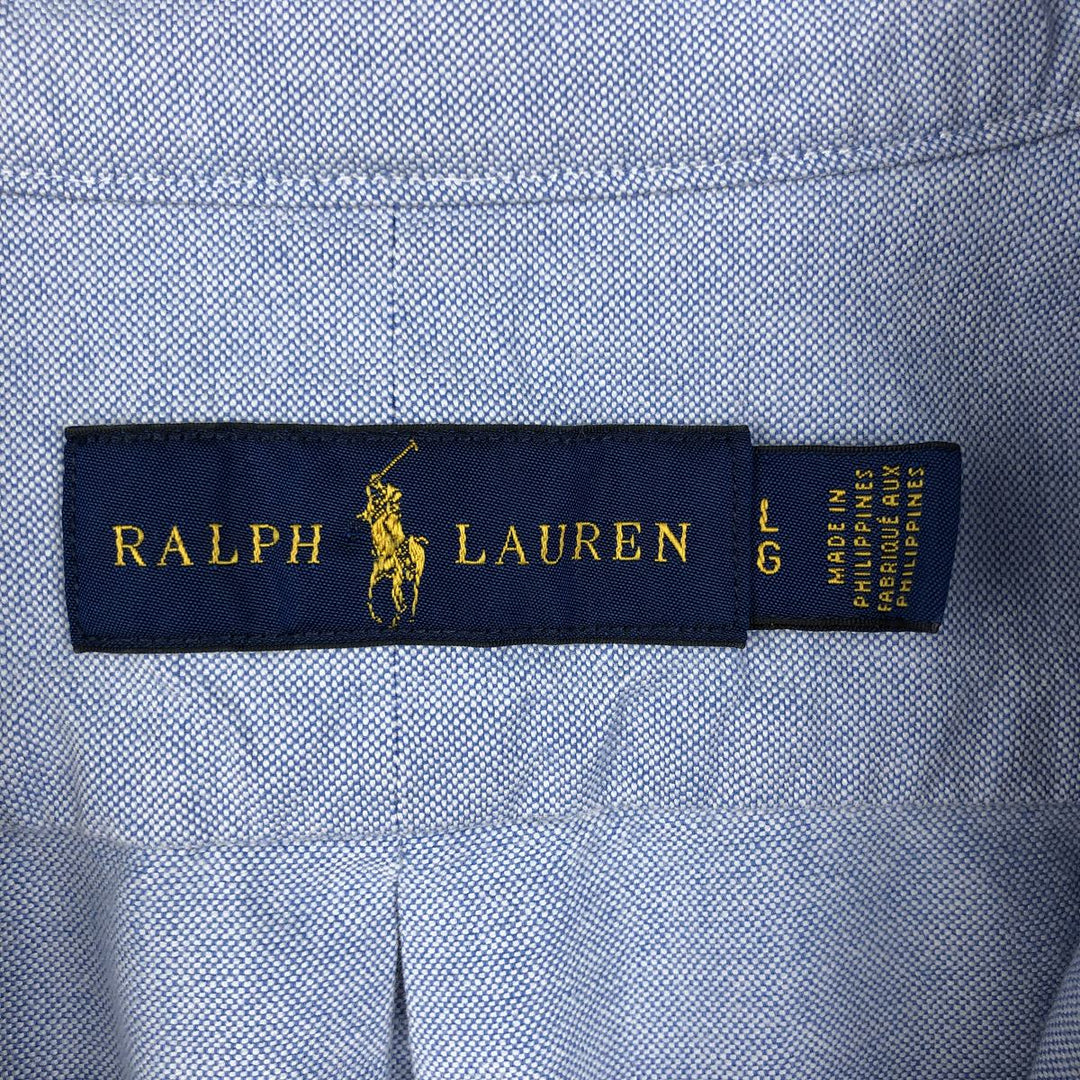 Ralph Lauren short sleeve button down shirt, men's size L cotton blue type Vintage Second Hand