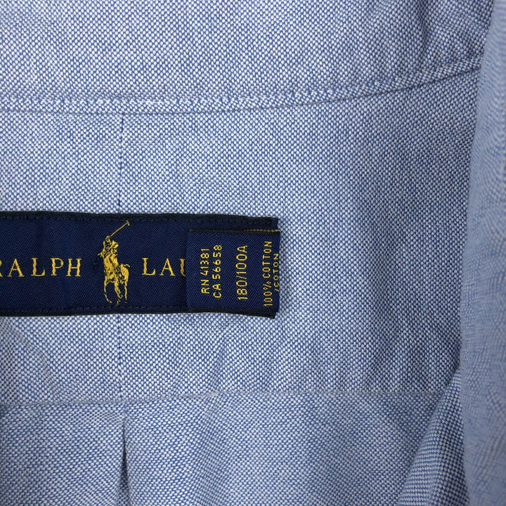 Ralph Lauren short sleeve button down shirt, men's size L cotton blue type Vintage Second Hand