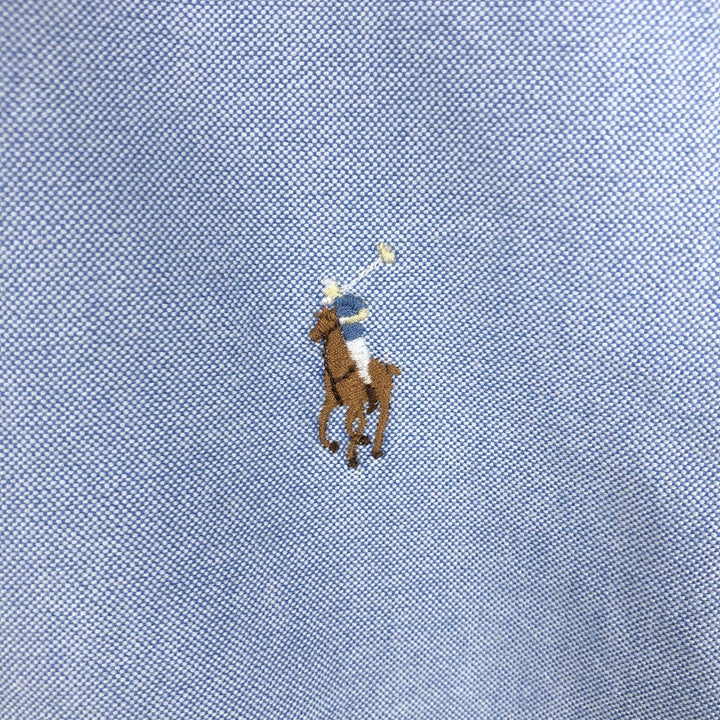 Ralph Lauren short sleeve button down shirt, men's size L cotton blue type Vintage Second Hand