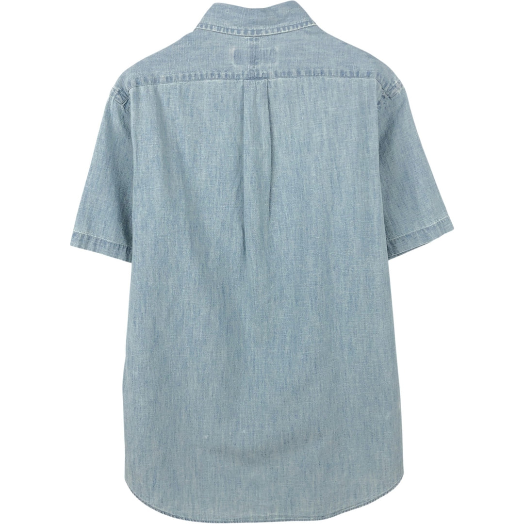 Ralph Lauren short-sleeved button-down chambray shirt, men's size M (approx.) cotton Blue type light blue Vintage Second Hand