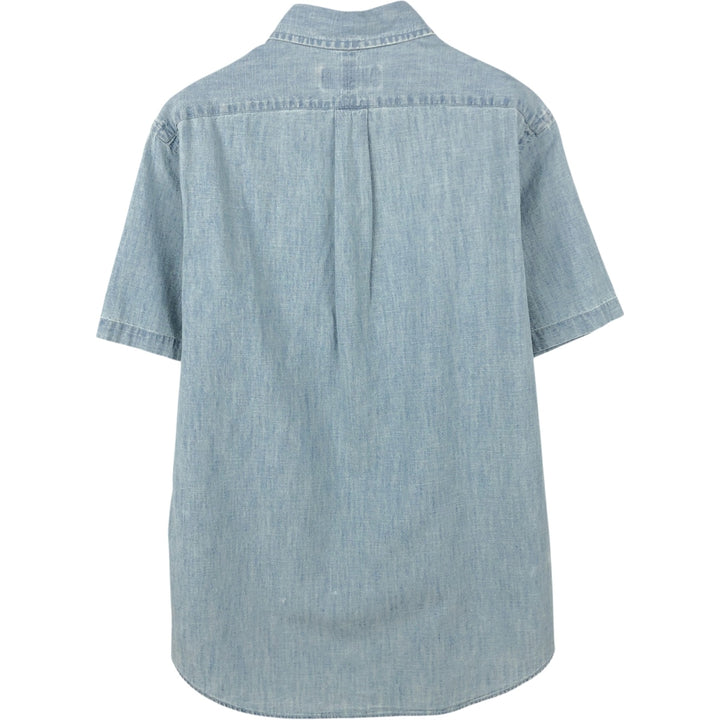 Ralph Lauren short-sleeved button-down chambray shirt, men's size M (approx.) cotton Blue type light blue Vintage Second Hand