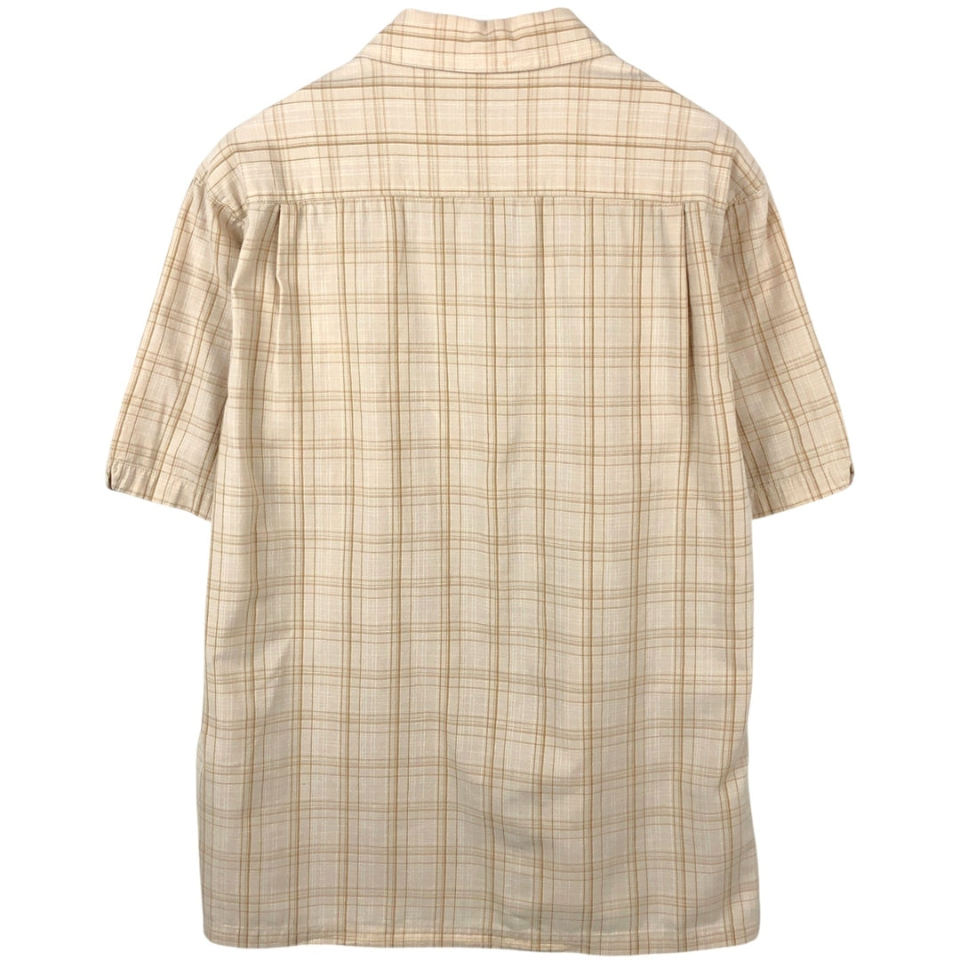 Columbia Check Pattern Wide Collar Short Sleeve Cotton Check Shirt, Men's Size M (Equivalent), Vintage cotton Beige type Vintage Second Hand
