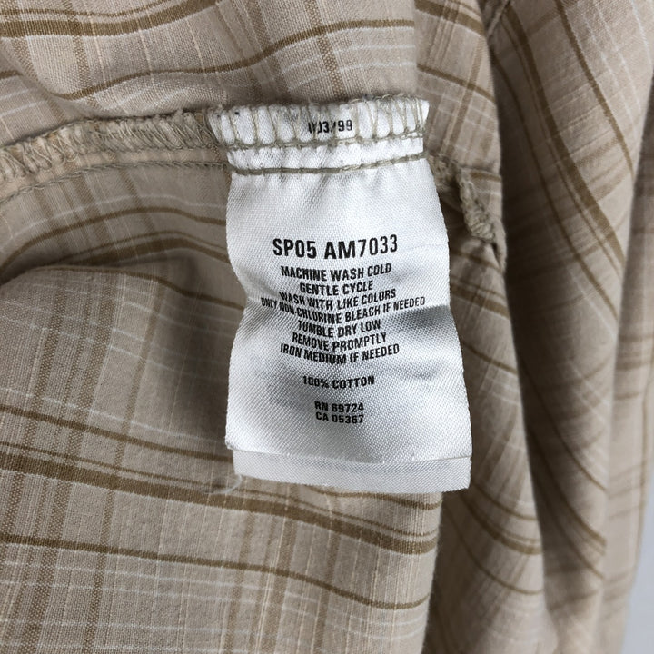 Columbia Check Pattern Wide Collar Short Sleeve Cotton Check Shirt, Men's Size M (Equivalent), Vintage cotton Beige type Vintage Second Hand