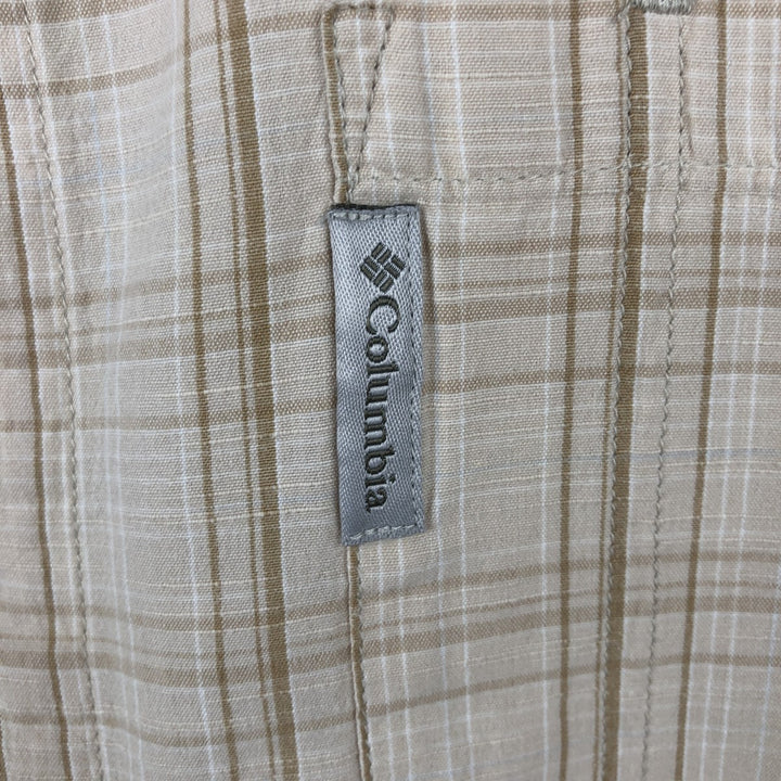 Columbia Check Pattern Wide Collar Short Sleeve Cotton Check Shirt, Men's Size M (Equivalent), Vintage cotton Beige type Vintage Second Hand