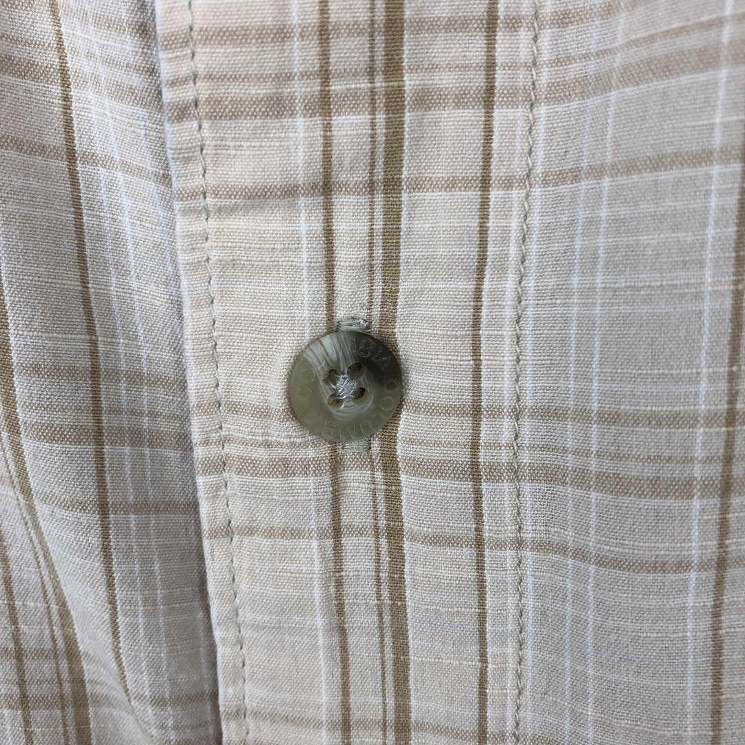 Columbia Check Pattern Wide Collar Short Sleeve Cotton Check Shirt, Men's Size M (Equivalent), Vintage cotton Beige type Vintage Second Hand