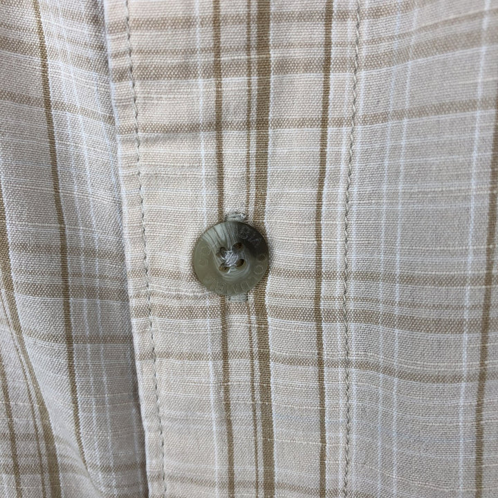 Columbia Check Pattern Wide Collar Short Sleeve Cotton Check Shirt, Men's Size M (Equivalent), Vintage cotton Beige type Vintage Second Hand
