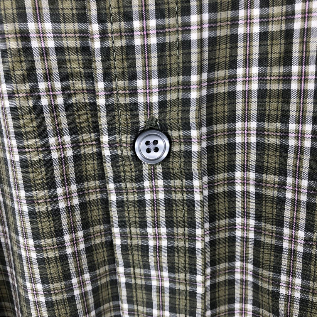 90'S GAP (Old GAP) Short-Sleeve Button-Down Check Shirt, Men's Size XL (Equivalent), Vintage cotton green type Vintage Second Hand