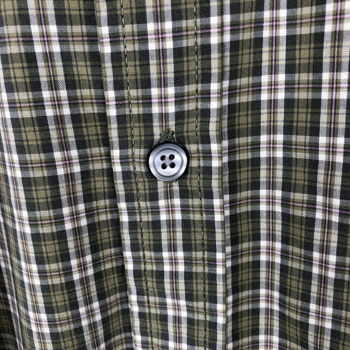 90'S GAP (Old GAP) Short-Sleeve Button-Down Check Shirt, Men's Size XL (Equivalent), Vintage cotton green type Vintage Second Hand