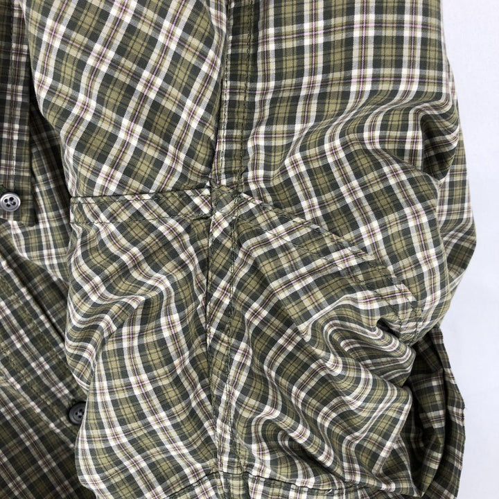 90'S GAP (Old GAP) Short-Sleeve Button-Down Check Shirt, Men's Size XL (Equivalent), Vintage cotton green type Vintage Second Hand