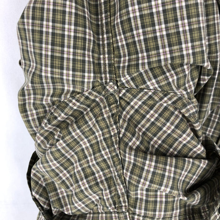 90'S GAP (Old GAP) Short-Sleeve Button-Down Check Shirt, Men's Size XL (Equivalent), Vintage cotton green type Vintage Second Hand