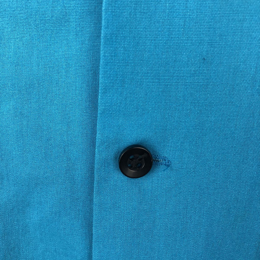 90'S Hilton Open Collar Short Sleeve Bowling Shirt, Boxy Shirt, Made in USA, Men's XL (approx.), Vintage cotton turquoise blue Vintage Second Hand