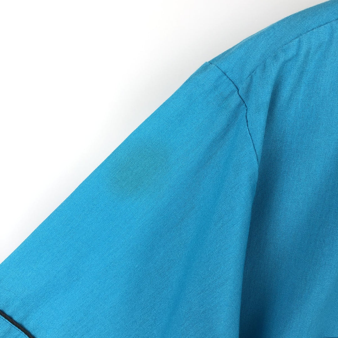 90'S Hilton Open Collar Short Sleeve Bowling Shirt, Boxy Shirt, Made in USA, Men's XL (approx.), Vintage cotton turquoise blue Vintage Second Hand