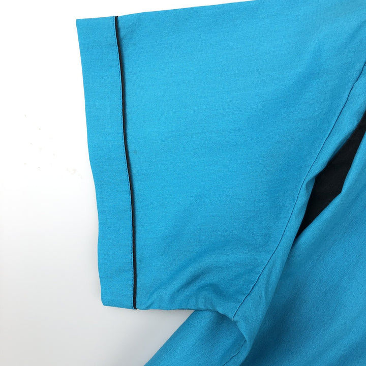 90'S Hilton Open Collar Short Sleeve Bowling Shirt, Boxy Shirt, Made in USA, Men's XL (approx.), Vintage cotton turquoise blue Vintage Second Hand