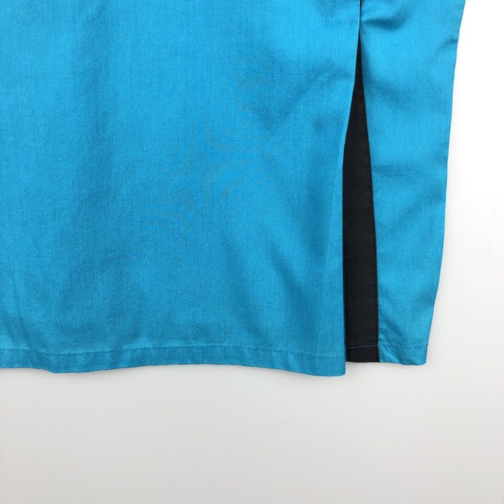 90'S Hilton Open Collar Short Sleeve Bowling Shirt, Boxy Shirt, Made in USA, Men's XL (approx.), Vintage cotton turquoise blue Vintage Second Hand