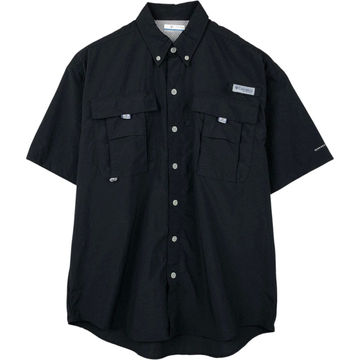 Columbia Bahamas Button-Down Short-Sleeve Fishing Shirt (Men's Size S) Nylon black type Vintage Second Hand