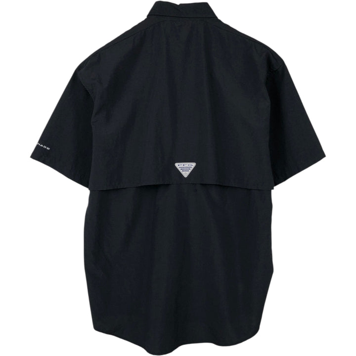 Columbia Bahamas Button-Down Short-Sleeve Fishing Shirt (Men's Size S) Nylon black type Vintage Second Hand