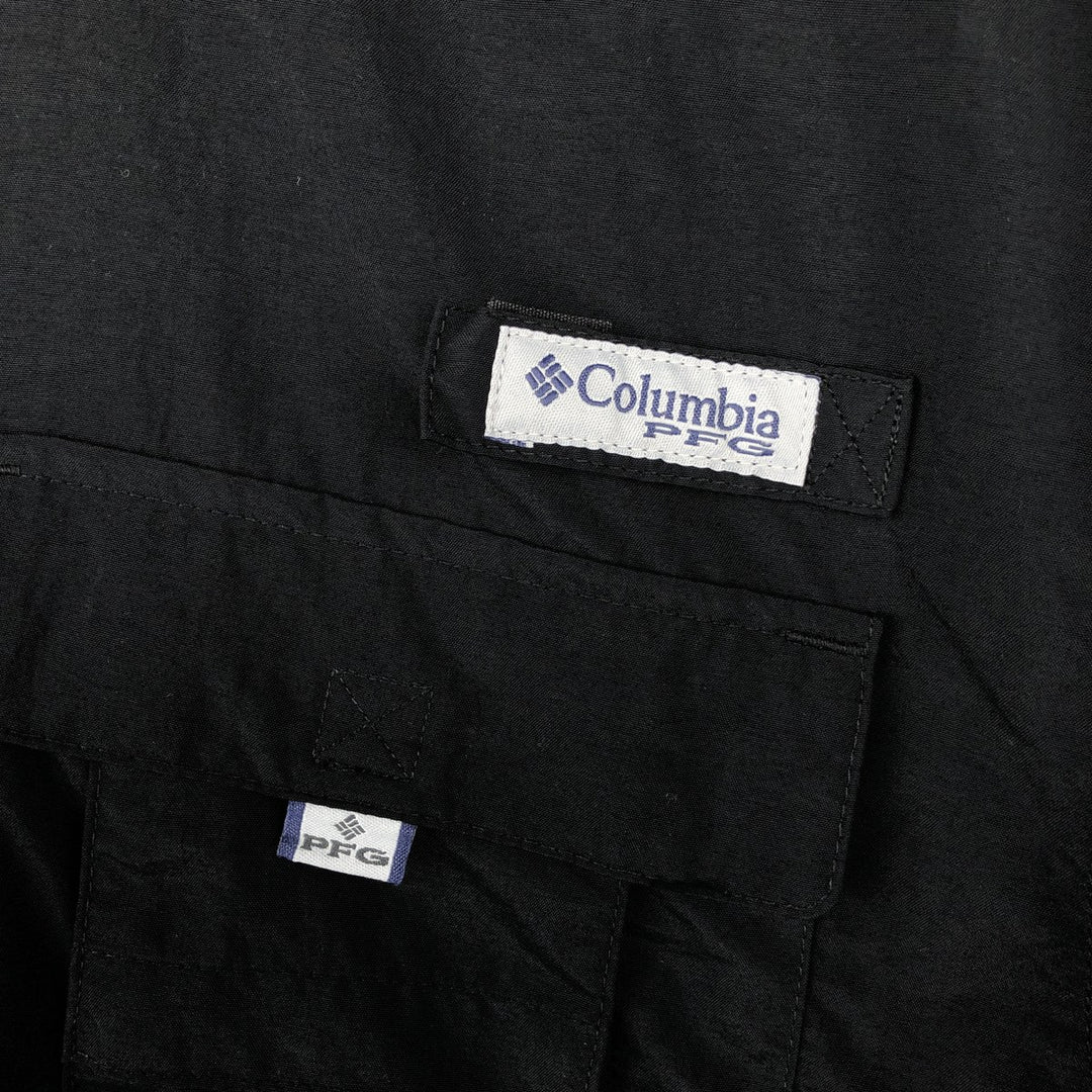 Columbia Bahamas Button-Down Short-Sleeve Fishing Shirt (Men's Size S) Nylon black type Vintage Second Hand