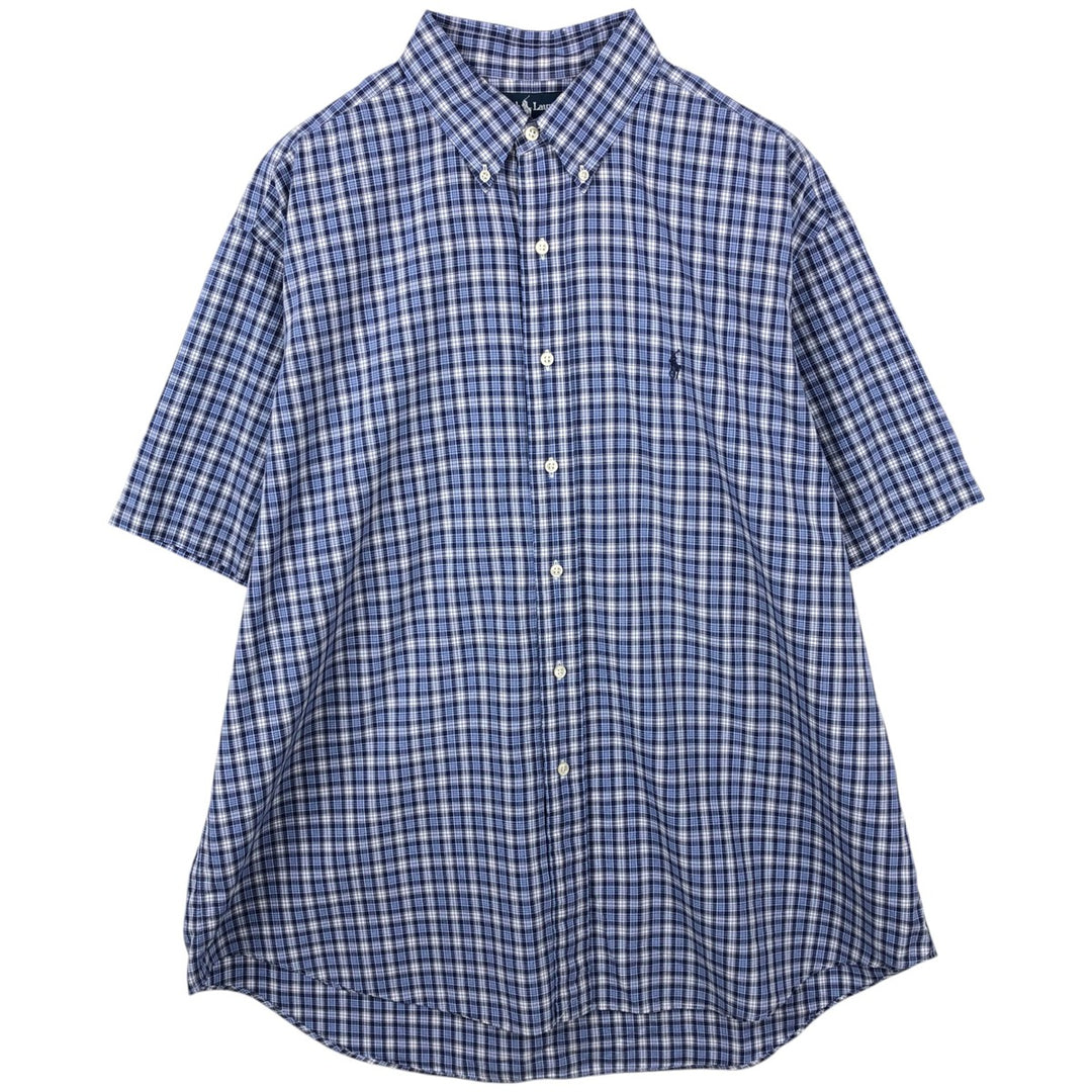 Ralph Lauren BLAKE short sleeve button down check shirt men's XL size cotton blue type Vintage Second Hand