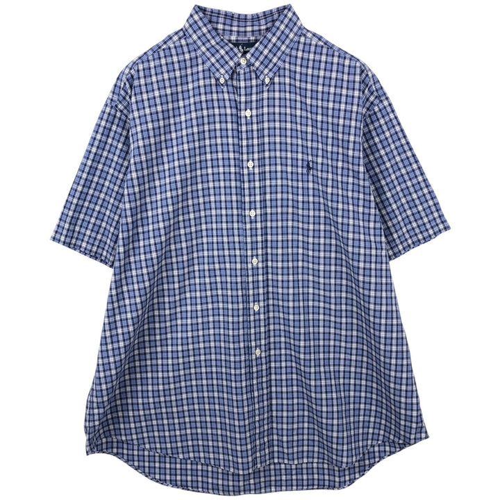 Ralph Lauren BLAKE short sleeve button down check shirt men's XL size cotton blue type Vintage Second Hand