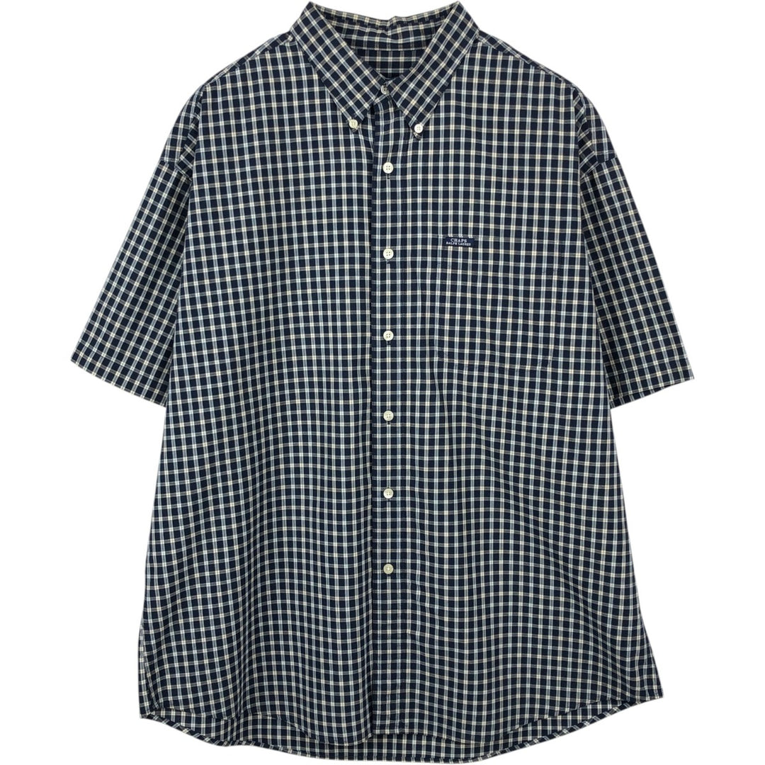 Ralph Lauren CHAPS short sleeve button down check shirt men's XL size cotton navy blue type Vintage Second Hand