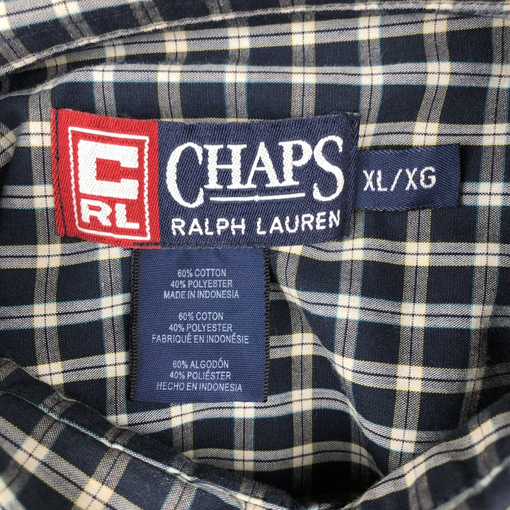 Ralph Lauren CHAPS short sleeve button down check shirt men's XL size cotton navy blue type Vintage Second Hand
