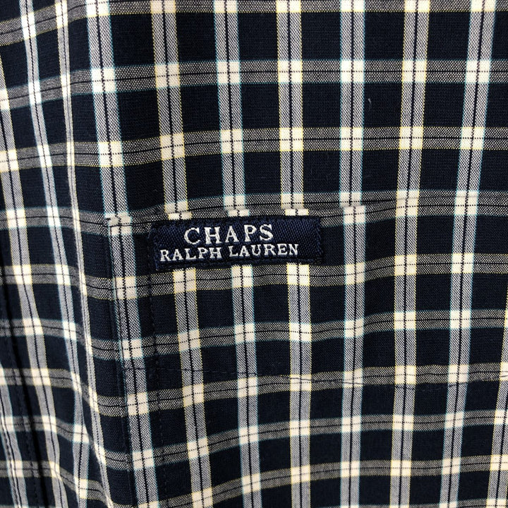 Ralph Lauren CHAPS short sleeve button down check shirt men's XL size cotton navy blue type Vintage Second Hand