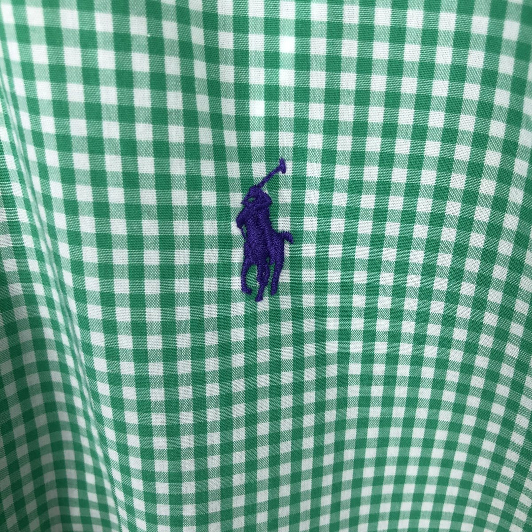 Ralph Lauren BLAKE Gingham Check Short Sleeve Button Down Check Shirt Men's M cotton green type Vintage Second Hand