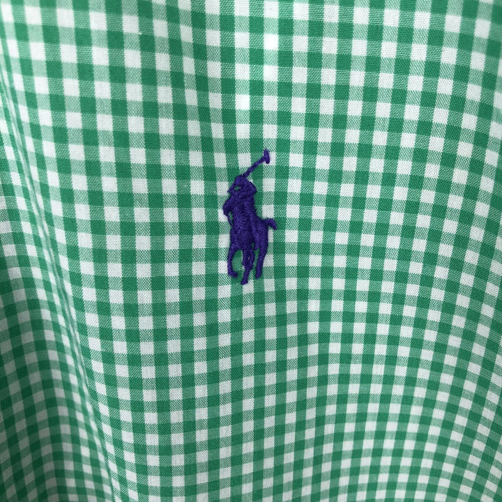 Ralph Lauren BLAKE Gingham Check Short Sleeve Button Down Check Shirt Men's M cotton green type Vintage Second Hand