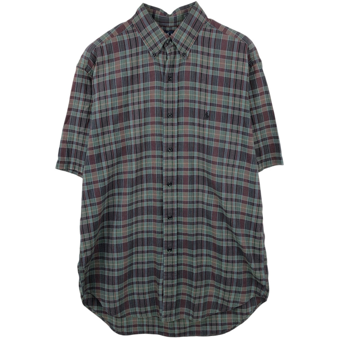 Ralph Lauren short sleeve button down check shirt, men's size M cotton multicolor Vintage Second Hand