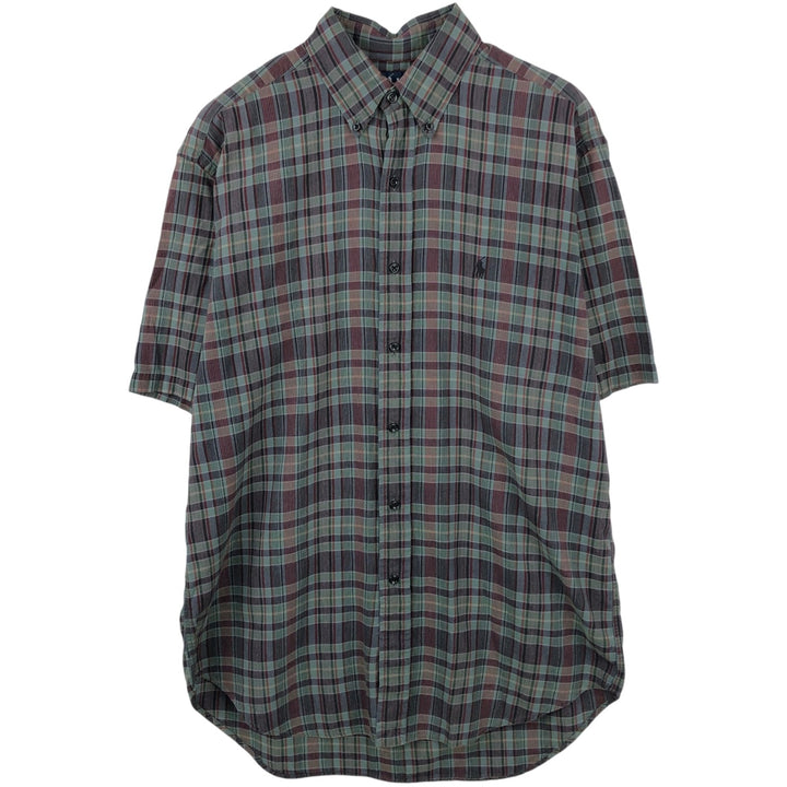 Ralph Lauren short sleeve button down check shirt, men's size M cotton multicolor Vintage Second Hand